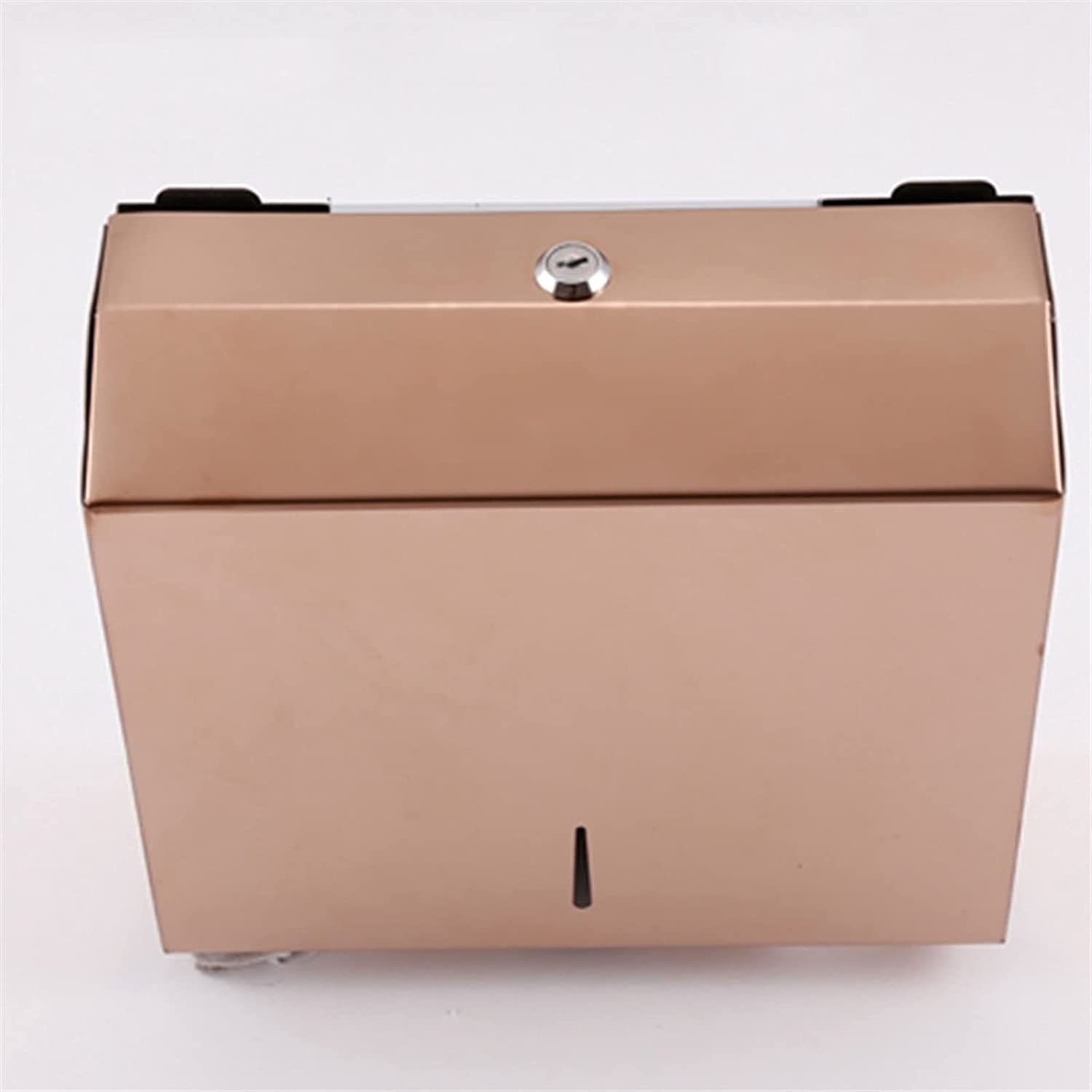 BKEKM Dispenser Salviette Dispenser di Asciugamani di Carta a Parete Dispenser di Asciugamani in Acciaio Inossidabile Oro Rosa con Porta Asciugamani di Carta con Serratura per Hotel di casa Moda