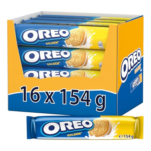 OREO Golden – Knusprige goldgelb gebackene Weizenkekse mit Crèmefüllung mit Vanillegeschmack – 16 x 154g