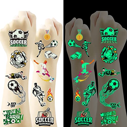 Tattoo Kinder, Fußball Tattoos Leuchten im Dunkeln Set 10...