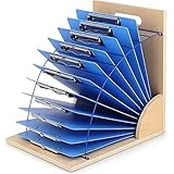 Gamenote Clipboard Holder - Wood and Metal Clipboard Stand Clipboards Storage Rack Small White Board...