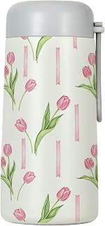Tulips Small Insulated Water Bottle Portable | Stainless Steel Kids Bottle with Silicone Handle, 9 oz Vacuum Insulated for School, Travel, Office, and Everyday Use