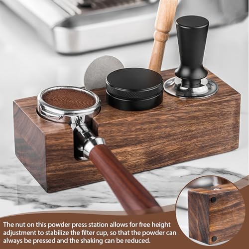 Tamperstation 51mm, Shockassist Tamperstation, Coffee Tamping Station aus Nussbaum, Coffee Tamperstation, Barista Zubehör Tamper, Kaffeefilter Tamper Halter für Espresso Kaffeemaschine Barista Zubehör