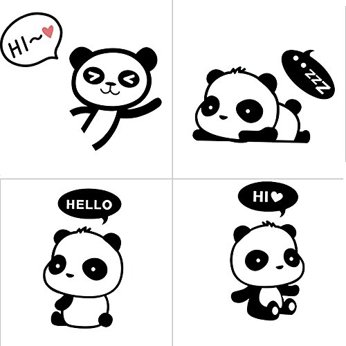 Adhesivos removibles para interruptores, 4 pandas caricatura miniatura 2