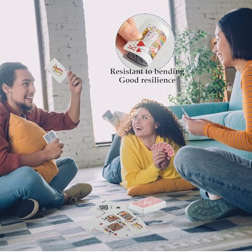 2 Decks Rot & Blau Pokerkarten, Wasserfeste Plastik Spielkarten, Professionelle Standard Spielkarten, Poker Karten für Blackjack, für Camping, Canasta, Texas, Go Fish, Blackjack Kartenspiele – Bild 8