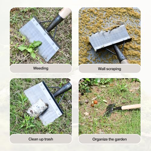 2Pcs Multi-Functional Outdoor Garden Cleaning Tool - Stainless Steel Flat Shovel with Ice Shovel Function for Planting, Farm, Weeding - Thumbnail 4