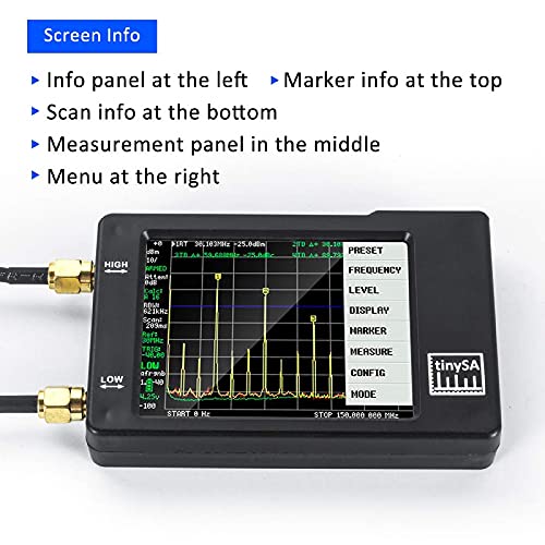 Portable Tinysa Spectrum Analyzer - AURSINC V0.3.1 Handheld Frequency Analyzer | Signal Generator | 100kHz to 960MHz MF/HF/VHF UHF Input | ESD Protected Function with 2.8 inch Touchscreen - Thumbnail 7