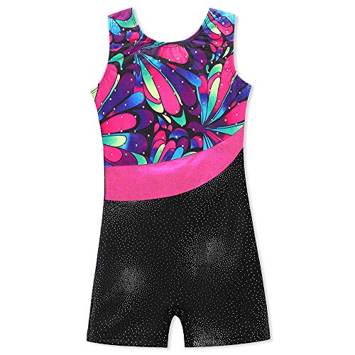 Image of HOZIY Leotards for Girls Gymnastics Kids Children Biketard Snowflake Ribbon Blue Purple Hot Pink Sparkle