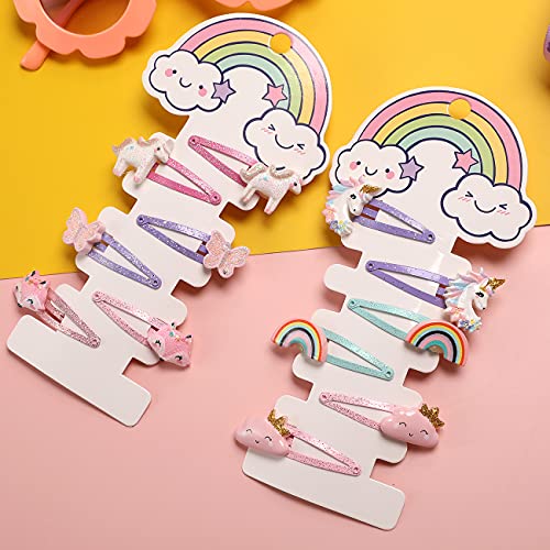 PinkSheep Unicorn Hair Clips Barrettes for Girls Kids 6 works/12 Pcs Hair Pins - Image 2
