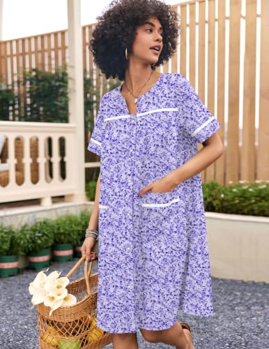 Image of Ekouaer Nightgowns for Women House Dress with Pockets Snap Front House Coat