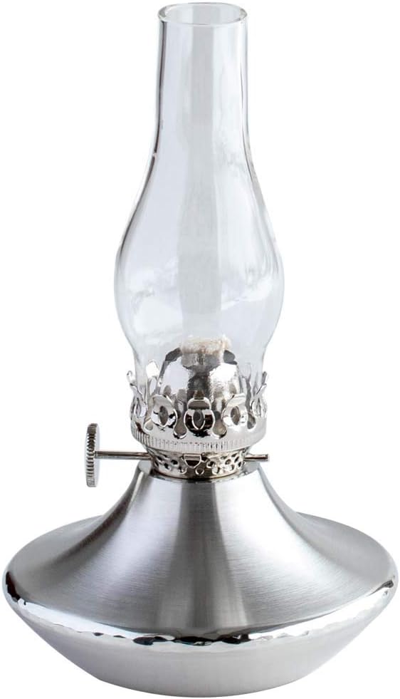 Danforth Pewter Cove Oil Lamp – Traditional and Vintage Style Oil Lamp – 6" Tall with Glass Chimney, Made in USA
