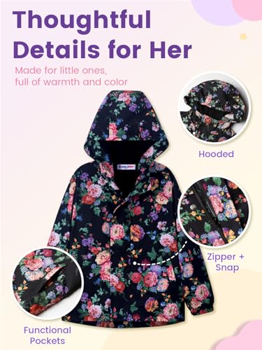 Image of WELAKEN Fleece lined Jackets with Water-Resistance Frabic for Kid's & Toddler II Girl's Rain Jacket & coats