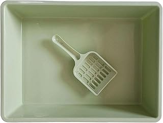 Bothyi Cat Litter Box Pet Litter Smooth Rim Toilet with Scoop Container Box for Kitten Kitty Small Animals, Green