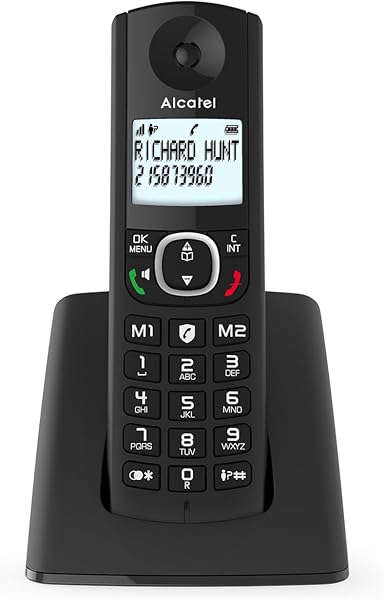 ALCATEL F530 - Téléphone Fixe Sans Fil DECT - Grand Écran Rétroéclairé - Mains Libres - Fonction Blocage Des Appels - 2 Touches De Mémoires Directes - Noir - 1