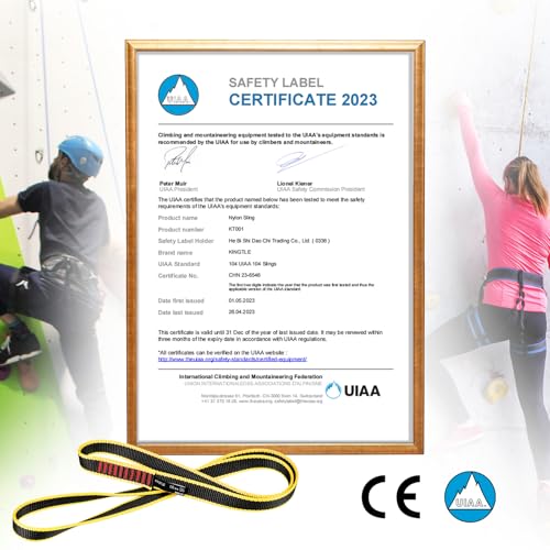 Kingtle 20Mm Nylon Climbing Sling Runner 22Kn Ce1019/En566 Uiaa Certified,Rock Climbing Webbing Straps For Rock Climbing,Mountaineering thumb #5