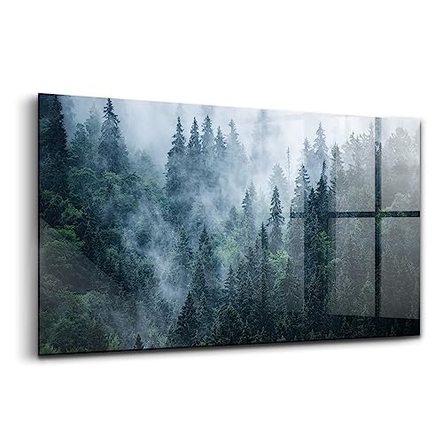 Peinture murale en verre Wallfluent 100x50cm tableau paysage de montagne brumeux pour salon