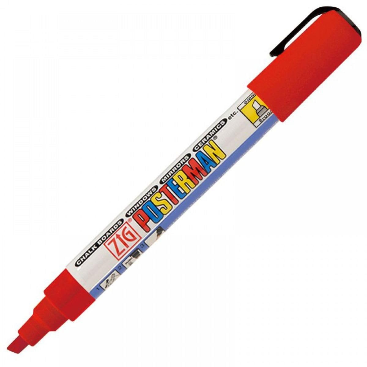Kuretake Red Zig Posterman Waterproof Marker - 6Mm Chisel Point