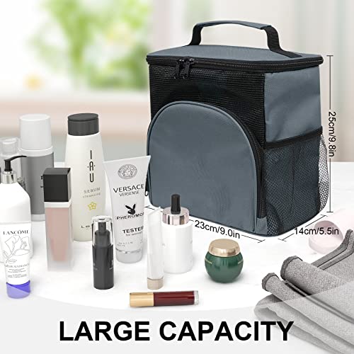 Kitinjoy Shower Caddy Portable, Shower Caddy Dorm/College, Shower Bag, Large Capacity, Quick Dry, With Metal Hook, Travel Mesh Shower Caddy Bag, Gym Room Essentials For Girls Boys (Light Grey) #TOP4