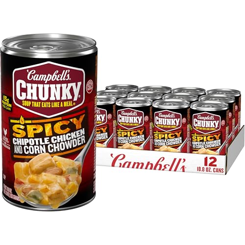 Campbell’s Chunky Soup, Chipotle Chicken Corn Chowder Soup, 18.8 oz Can (Pack of 12)