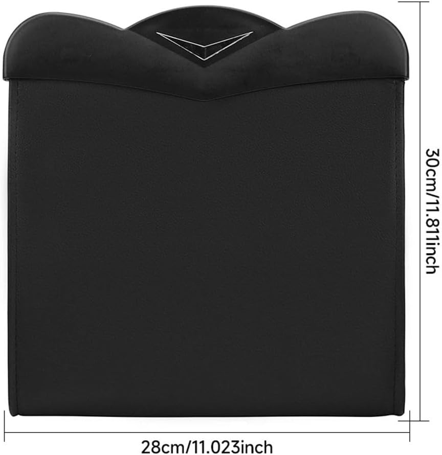 Adsorption Trash Can Back Seat Hanging Leather Storage Pocket Leak-proof(Black)