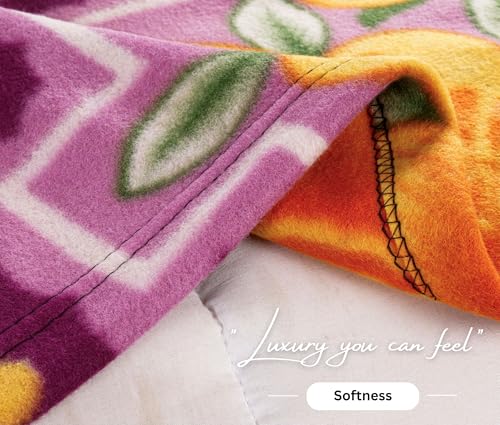 Image of VAS COLLECTIONS 300 TC All Season Solid /Plain /Printed Lightweight Polar Fleece Double Bed Blanket (230 x 230 cm, Purple, Pink & Green)