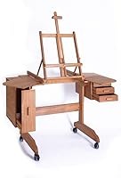 Vista 7 de Mabef Caballete de mesa M/16, caballete de escritorio en miniatura de madera de haya engrasada con altura y ángulo de lona ajustables, peso ligero