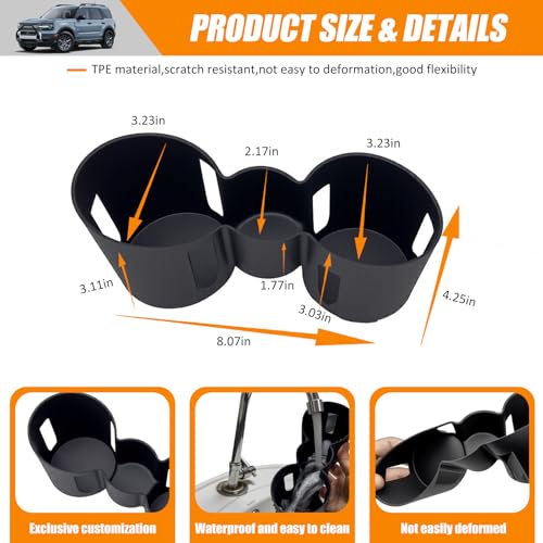 HUYINPJ Center Console Cupholder Insert Compatible with 2021-2025 Ford Bronco Sport/2020-2025 Ford Escape Center Console Cup Holder Tray for Bronco Sport&Ford Escape Accessories(Cup Holder Tray) by HUYINPJ - Image 7
