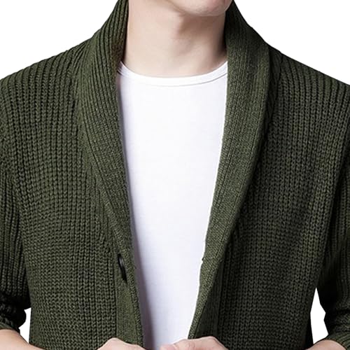 Men's Shawl Collar Cardigan Sweater Casual Textured Knit Cardigans Slim Fit Cable Knit Button Up Sweaters3