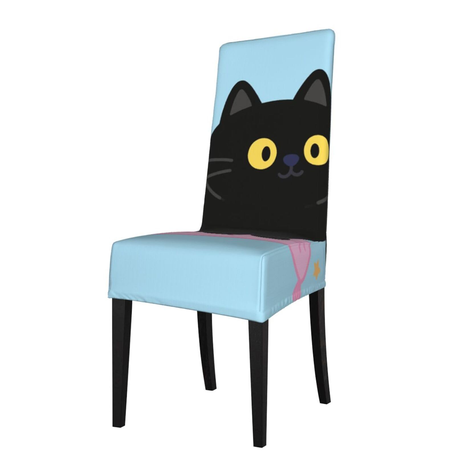 Fodpand Black Cat Dining Room Chair Cover Stretch Parsons Chair Slipcovers Removable Washable Chair Protectors Cover High Elastic Seat Protector For Home,Kitchen, Hotel, Banquet