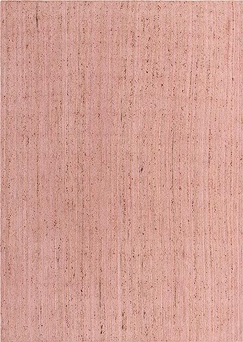 Image of Unique Loom Braided Jute Collection Area Rug - Dhaka (10' x 14' 1 inch Rectangle, Light Pink)