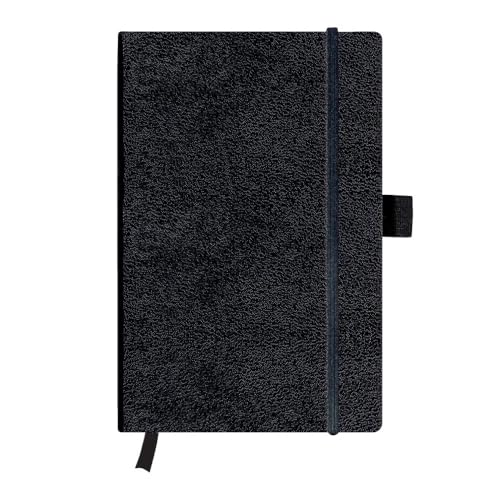 Herlitz 10789428 Geschäftsbuch, Lederoptik, schwarz, kariert, A5, 96 Blatt,Inhaltspapier 80g/m² Notizbuch Classic Collection (einzeln, schwarz | kariert | A5)