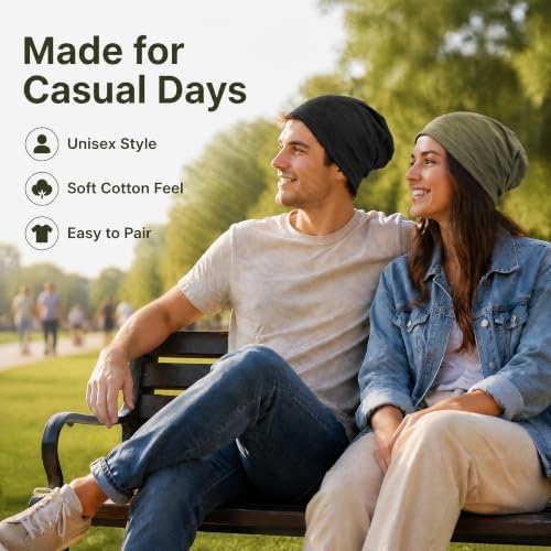 vidsel 100% Cotton Slouchy Beanie, Lightweight Summer Hats for Women Men - 4