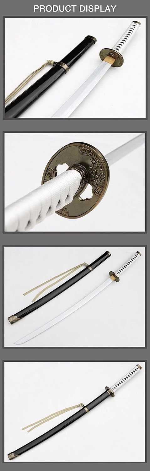 ZHAOMEI Katana en Bambou avec Fourreau laqué en Bois Massif,Bokken Fait à la Main pour l'entraînement au Kendo,Jeu de rôle,décoration de la Maison,Collection d'exposition,Cosplay,Cadeau,blanc-104CM