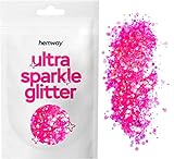 Hemway Unicorn Dark Pink Mix Glitter Chunky Multi Purpose Dust Powder Arts & Crafts Wine Glass Decoration Weddings Flowers Cosmetic Face Eye Body Nails Skin Hair Festival 10g
