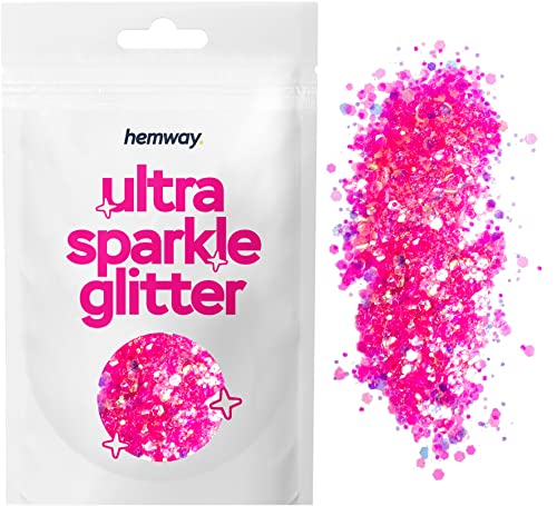 Hemway Unicorn Dark Pink Mix Glitter Chunky Multi Purpose Dust Powder Arts & Crafts Wine Glass Decoration Weddings Flowers Cosmetic Face Eye Body Nails Skin Hair Festival 10g