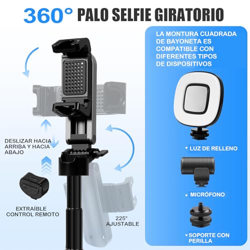 Trípode para teléfono móvil universal selfie stick compatible con smartphones iPhone y Android 4