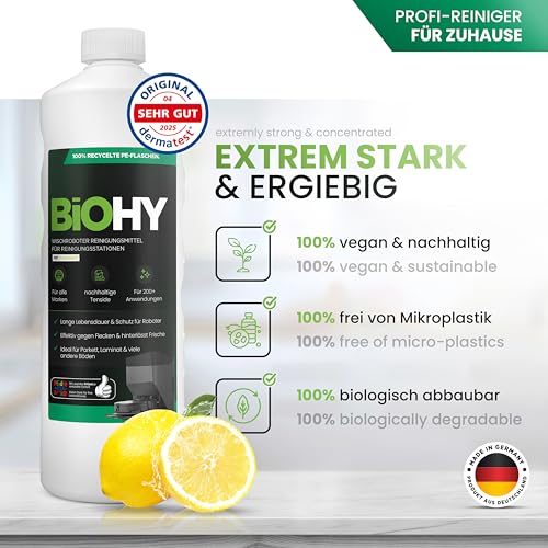 BiOHY Wischroboter Reiniger für Station mit Frischeduft (1L) | Bodenreiniger Wischroboter & Reinigungsmittel für Saugwischer und Saugroboter Konzentrat für Parkett, Fliesen & Hartböden 2