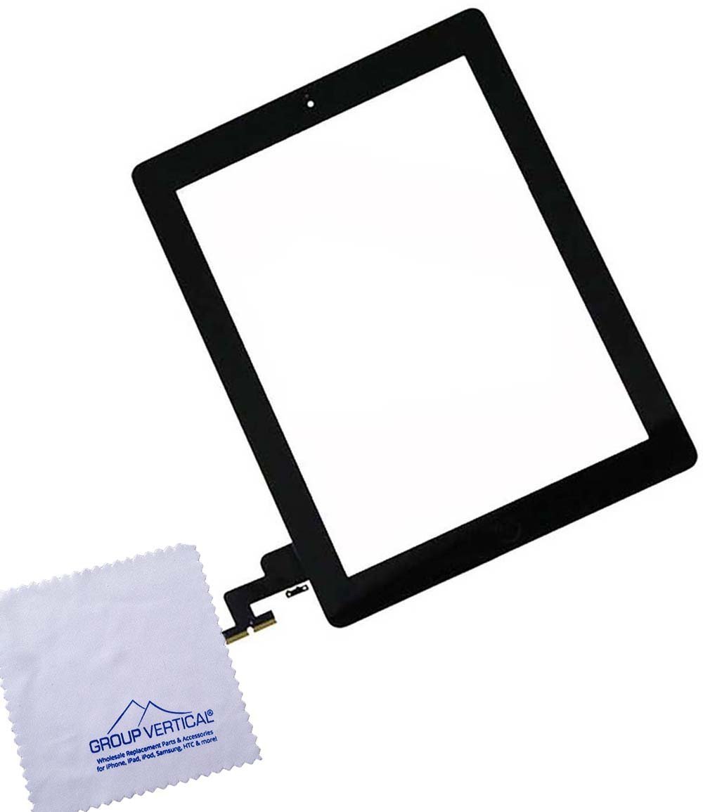 Black Touch Screen Display Glass Digitizer Complete Assembly +Free Tool Kits+ Home Button Menu Replacement for Apple iPad 2 2nd Gen