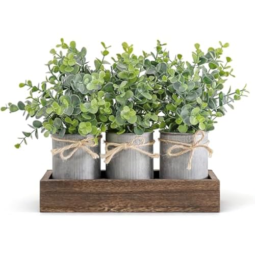 Dahey Fake Eucalyptus Plants Farmhouse Table Centerpieces for Dining Room