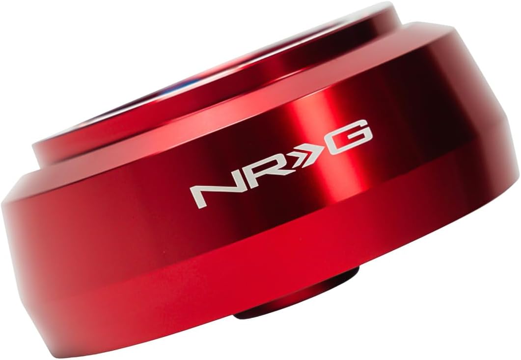 NRG Innovations Racing Style Steering Wheel Short Hub, Lockable Aluminum Steering Shaft, 6x70mm Bolt Pattern Quick Release Adapter Unit, Compatible For 96-18 Jeep, Red, NRG-SRK-171H-RD