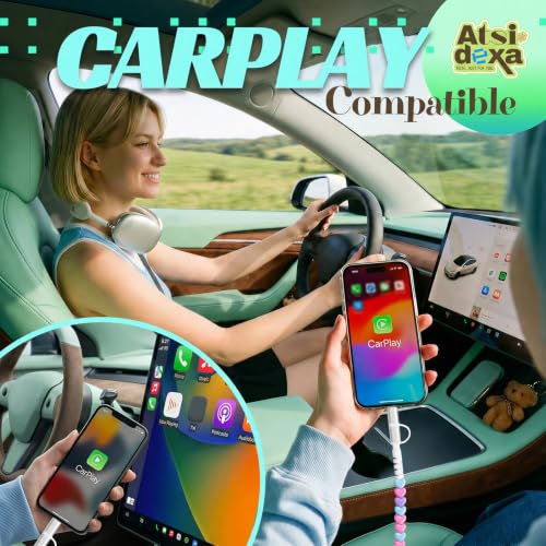 Image of 4-in-1 Beaded Charging Cable, MFi Certified, Works with CarPlay, 3.3FT 60W Fast Charger Cord for iPhone 17 /16 /15 /14 /13 /12 /11, iPad, Samsung, Android and More (Sweethearts)