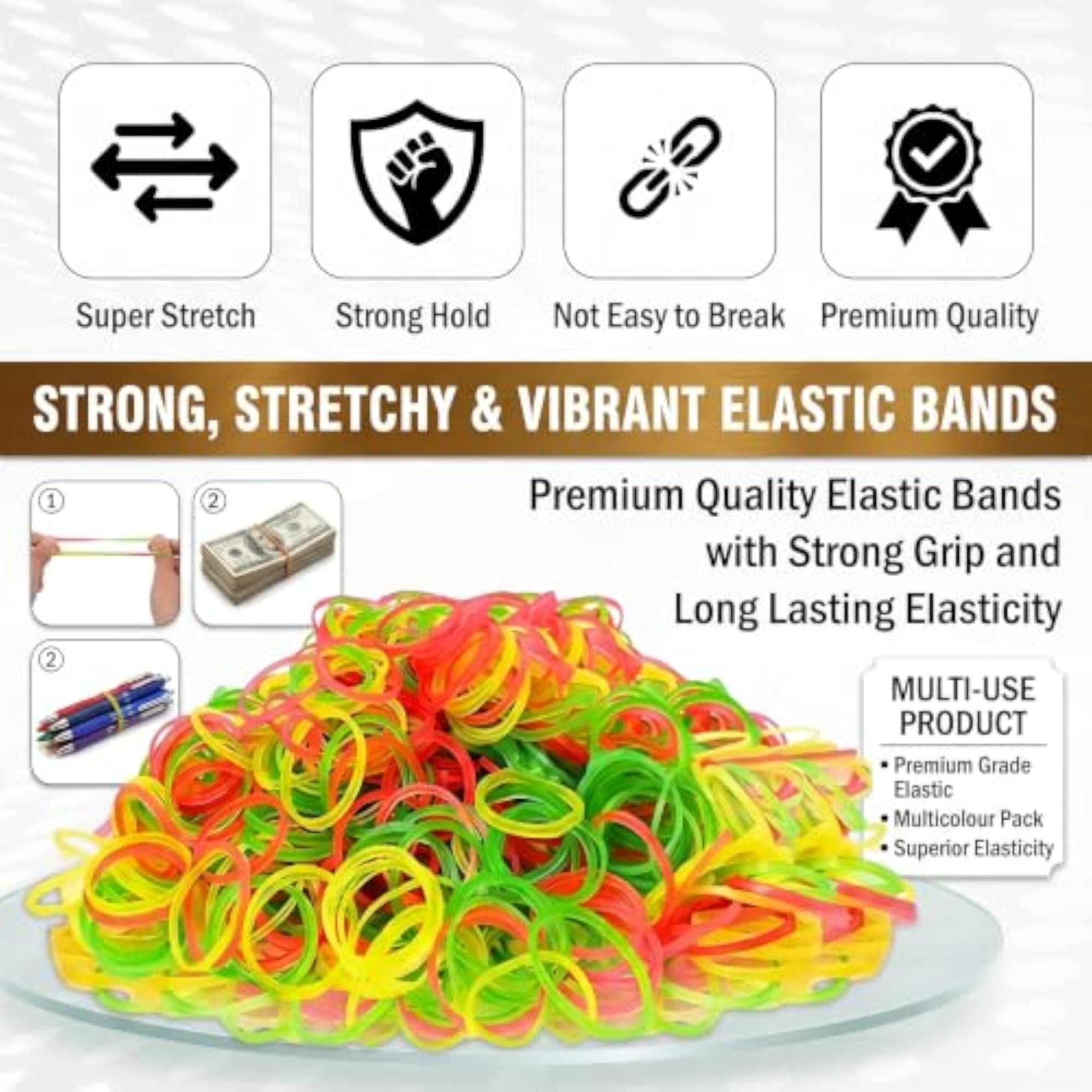Rubber Bands Strong & Durable Heavy Duty Elastic for Daily Household Use