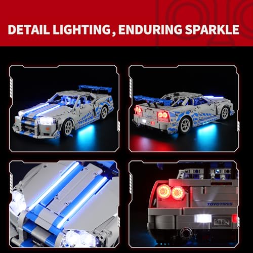 Image of BRIKSMAX Light Kit for Lego-42210 2 Fast 2 Furious Nissan Skyline GT-R (R34) Car -Led Lighting Compatible with Lego Technic Building Set- Not Include Lego Set
