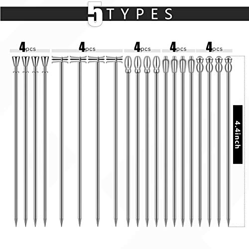 Cocktail Picks Stick, 20Pcs Cocktail Toothpicks, Stainless Steel Martini Olive Picks For Bar Barbecue Fruit, Bloody Mary Drink Sticks #TOP1