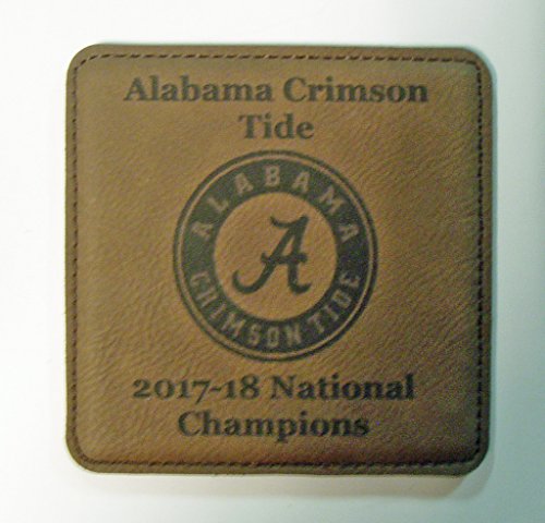 GFSF Alabama Crimson Tide 2017-18 National Champions Set of 6 Leather Coasters in a Leather case
