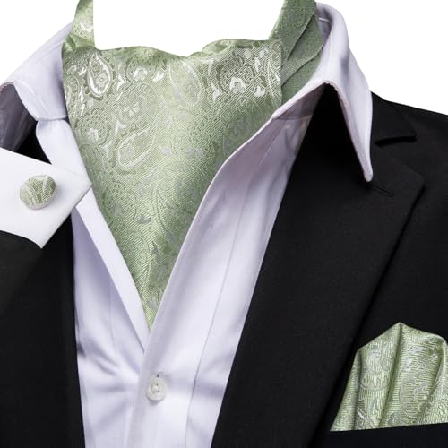 Image of Dubulle Paisley Floral Ascot for Men Self Tie Mens Cravat and Pocket Square Cufflinks Wedding