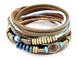 .Umfang: ca.37,5-41cm axy TWIC13 Tibet WICKELARMBAND Serie 13! ECHT Leder Armband Leather Bracelet!Surferarmband Schmuck (Modell 4)