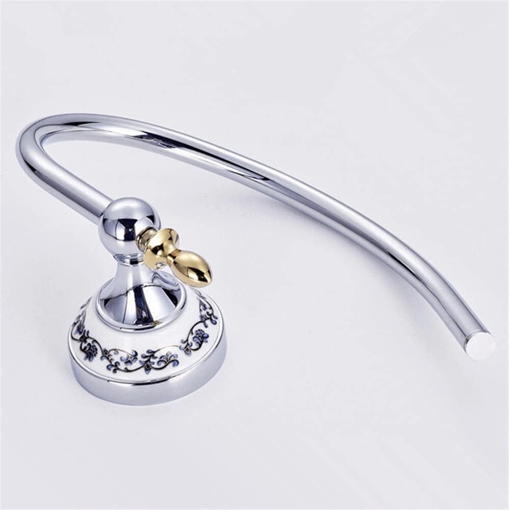LSLYTQ Towel Rings, Chrome Metal Towel Holder, Towel Hangers Storage Wall Mounted Ceramic Bathroom Accessories, Bath Towel Racks
