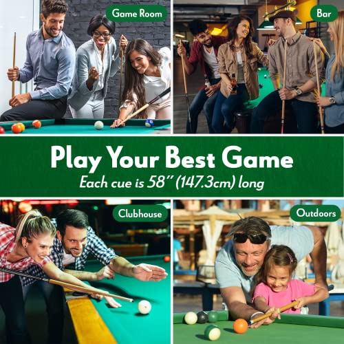 Iszy Billiards Pool Stick Set Of 4-2-Piece Cue Sticks Made From Hardwood Canadian Maple Wood In 4 Billiards Accessories﻿, 58", (475441) #TOP4