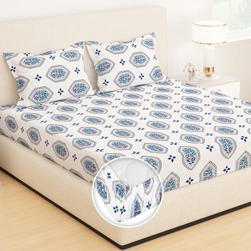 Story@Home Fitted bedsheets Queen Size Cotton Feel, All Around El...
