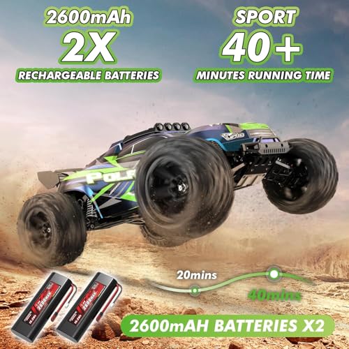 Image of DSSA Super,Fast Remote Control Car Trucks,45+KM /H RC Off-Road Electric Truck, Includes 2 Rechargeable 2600mAh Batteries, Rc Cars for Adults & Boys